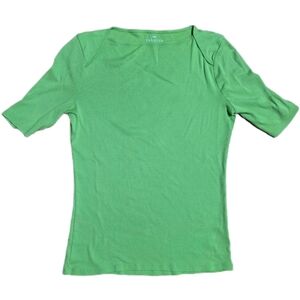 Talbots Women's Pima Cotton Bateau Neck Green‎ Short Sleeve Tee Size Small